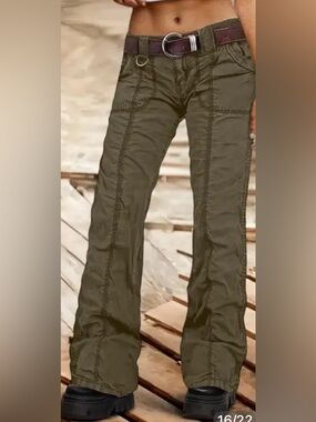 Olive Green Boot-Cut Flare Pants